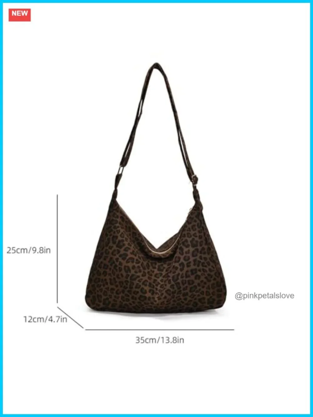 Canvas Hobo Shoulder Bag with Zipper, Trendy Animal Print Tote, Lightweight
